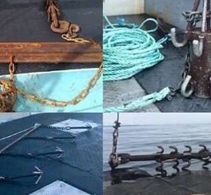 Credit: Coastal Action photos Examples of grapples used for gear retrieval during retrieval efforts for recovering lost or abandoned fishing gear. Credit: Coastal Action photos