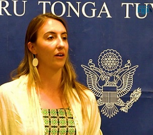 Credit - Lean Reece, https://www.fijivillage.com/ Conservation International representative and U.S Fulbright student Carrie Wentzel. Credit - Lean Reece, https://www.fijivillage.com/