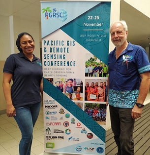 (From left) Pacific GIS and Remote Sensing Council vice-chair Salote Viti and Chairman Wolf Forstreuter at the University of the South Pacific Laucala Campus in Suva on November 22, 2021. Credit - Pacific Gis And Remote Sensing Council (From left) Pacific GIS and Remote Sensing Council vice-chair Salote Viti and Chairman Wolf Forstreuter at the University of the South Pacific Laucala Campus in Suva on November 22, 2021. Credit - Pacific Gis And Remote Sensing Council
