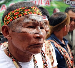 Photo by Kimberly Brown, Mongabay 2017 Indigenous leaders in Ecuador demanding an end to new oil and mining concessions on their lands. Photo by Kimberly Brown, Mongabay 2017