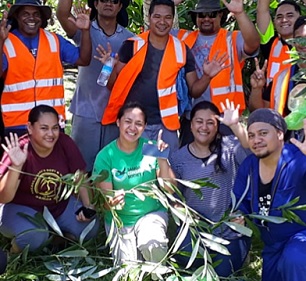 The team involved in the Rattan Raid holding the Rattan palms that were found at Papaseea. Credit - Samoa Conservation Society The team involved in the Rattan Raid holding the Rattan palms that were found at Papaseea. Credit - Samoa Conservation Society