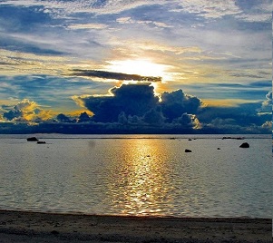 Credit - V. Jungblut Namdrik Atoll lagoon at dawn. Credit - V. Jungblut
