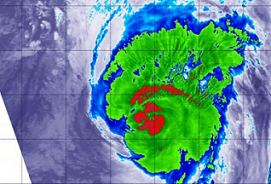 infrared satellite image of a hurricane