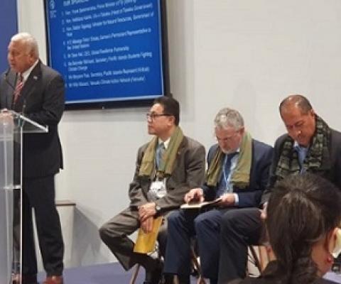 Fiji Prime Minister Voreqe Bainimarama at the UNFCCC COP25 in Spain. source -https://www.fbcnews.com.fj 