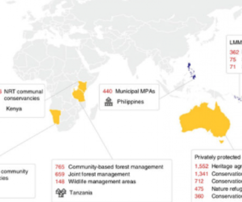 location of area based conservation initiatives analysed in the study. source - Morena Mills