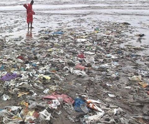 Plastic pollution is washed on to beaches during storms. Credit - Getty Images