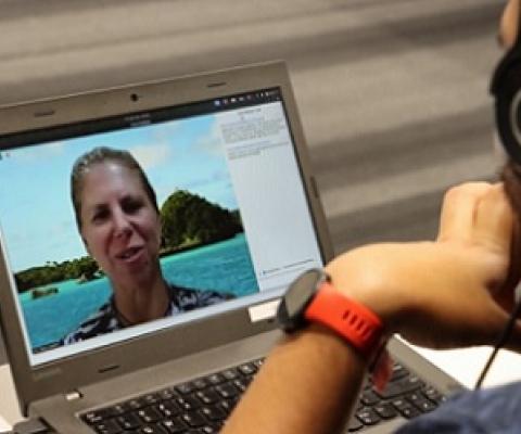 Dr Stacy Jupiter presenting during the webinar. Photo: A.Salele-Sefo/SPREP