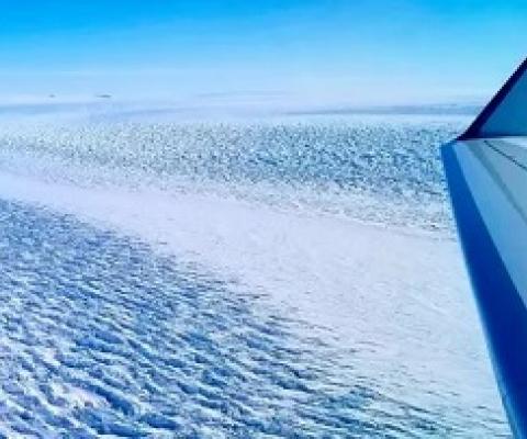  A Nasa handout photo obtained 29 March 2020 shows ripples in the surface of Denman Glacier in East Antarctica. Scientists fear the coronavirus crisis may hit projects to gather environmental data. Photograph: NASA/AFP via Getty Images