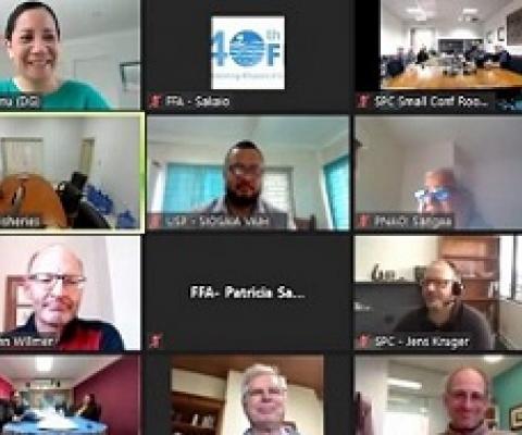 Some of the participants of the climate change meeting, which was convened online. Photo: FFA IT/Media.