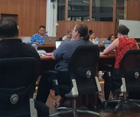 Representatives of the 14 member states of the Oceanic Fisheries Management Project (OFMPII) at the 7th Global Environment Facility (GEF) Steering Committee on Tuesday. credit - FFA