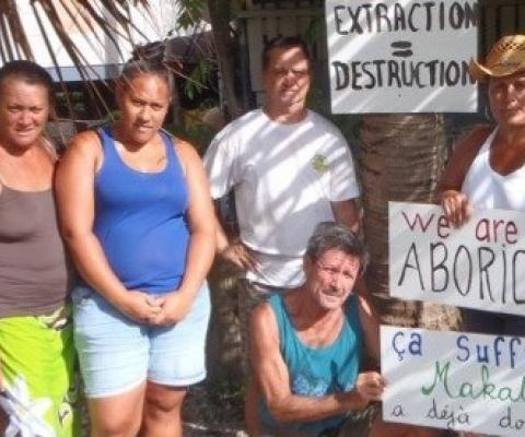 Two associations, Fatu Fenua no Makatea and Rupe no Makatea, petition against phosphate mining in 2016. Photo: change.org website