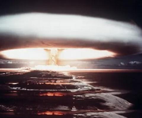A French nuclear test on Mururoa atoll in 1971. Photograph: AFP