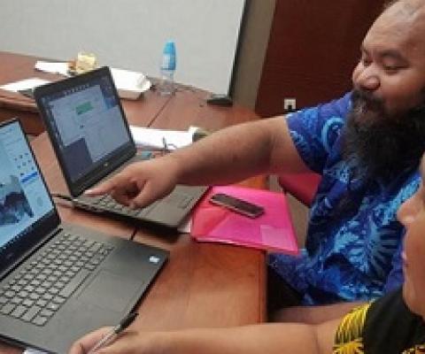 John Kaituu of IUCN ORO with one of the training participants. credit - IUCN