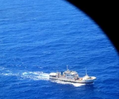 A fishing vessel spotted during the survelliance flight on Tuesday 27th October. Source - https://theislandsun.com.sb/ 
