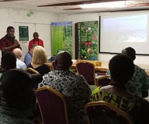 Vanuatu Finance Minister, Johnny Koanapo, lunching the video documentary. Credit - Anita Roberts/https://dailypost.vu/