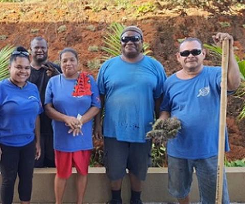 Left to Right: Marsil Omengkar, Sorcha Basilius, Dallas Oketol, Maria Leerbey, Sheldon Elbelau, Brian Eungel