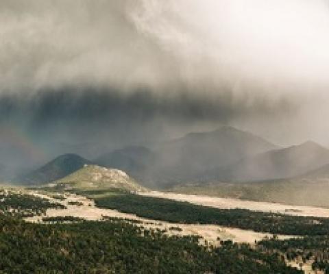Storms that pass over urban areas transport microplastics into the wilderness, such as in Rocky Mountain National Park. CAVAN IMAGES/GETTY IMAGES