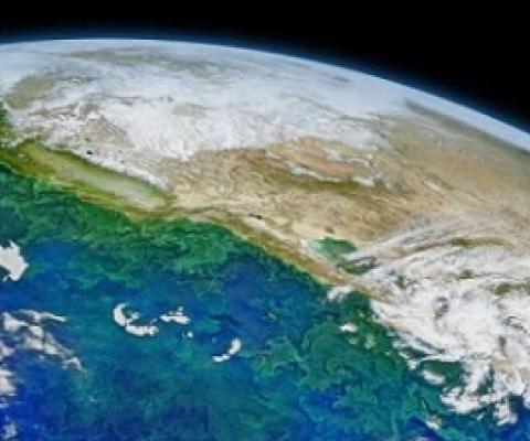 On February 8, 2016, the Visible Infrared Imaging Radiometer Suite (VIIRS) on the Suomi NPP satellite captured several images of blooming phytoplankton and swirling currents along the coast of California and western Mexico. Credit: NASA image by Norman Kur