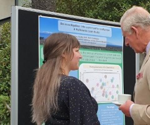 Prince Charles unveils a plaque for the Christ Church Cathedral with Bishop Peter Carrell on 22 November, 2019. (PHOTO: Pool / AFP / Marty Melville)   School children wait for Prince Charles to arrive at a Christ Church Cathedral's reception at Tūranga Library on November 22, 2019. (PHOTO: Pool / AFP / Marty Melville)