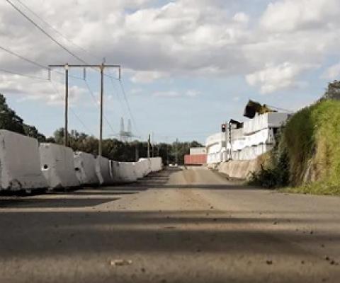A test strip of road which incorporates coffee cups from the Simply Cups program. Photograph: Carly Earl/The Guardian