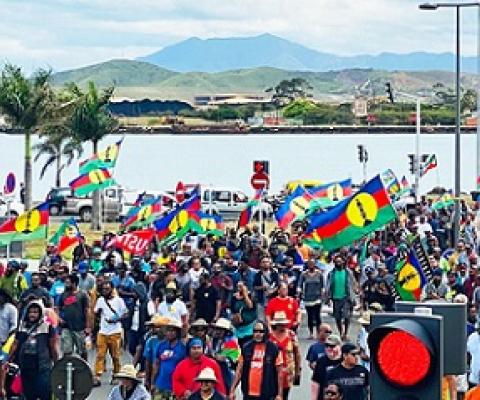Independence supporters rallying on 30 October as customary leaders seek local control of the nickel industry. Credit - ICAN