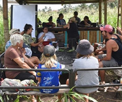 Muri Environment Care volunteers gather on Wednesday to explore the wetland. PHOTO: AL WILLIAMS
