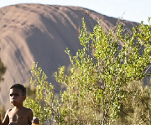 The Anangu community of Mutitjulu stands in stark contrast to the sleek tourism infrastructure in the neighbouring town of Yulara. Lukas Coch/AAP